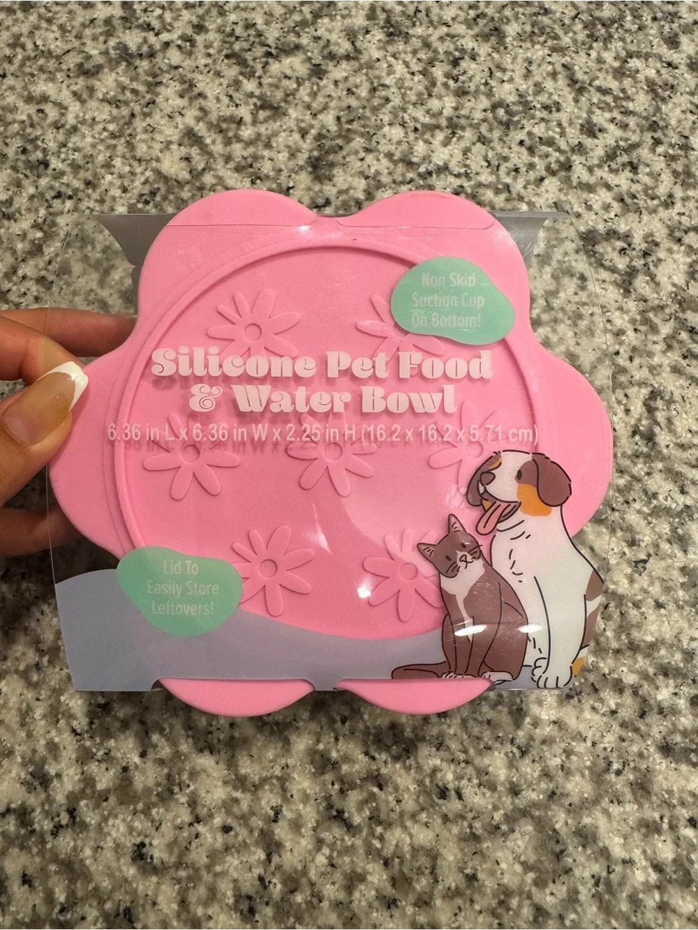 Silicone Pet Food & Water Bowl - Pink and cream